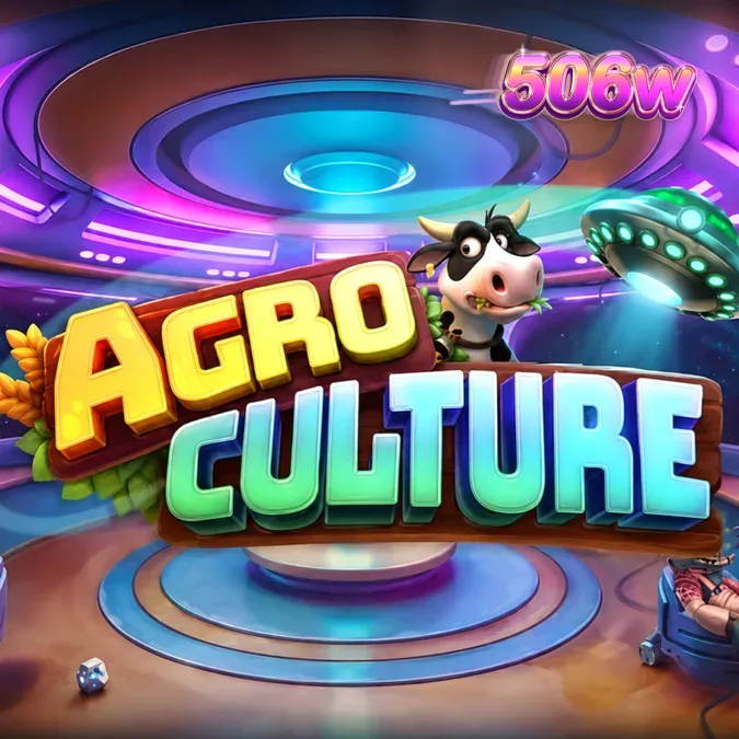 Interface do jogo de slot AgroCulture com elementos rurais e alienígenas