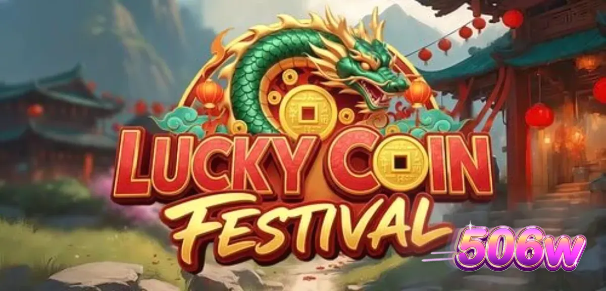 Interface vibrante do slot Lucky Coin Festival com lanternas e moedas douradas